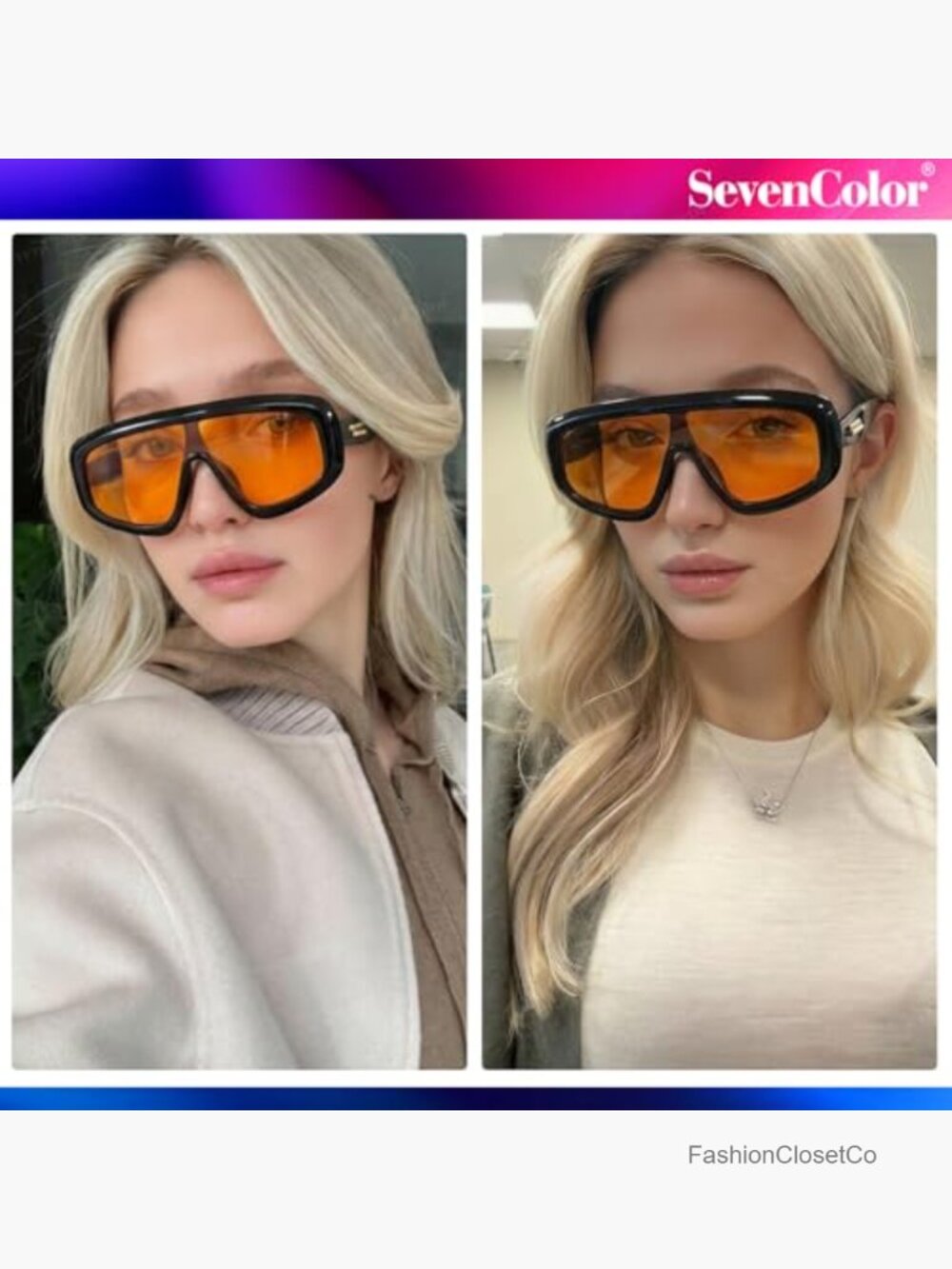 Trendy Oversized Shield Sunglasses UV400 Retro Square Unisex - Picture 2 of 7